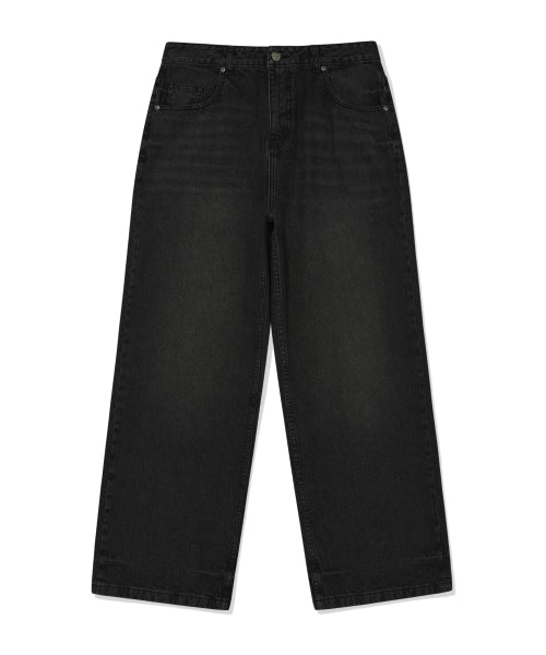 Basic wide denim pants black