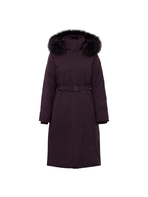 La Belle (Label) Women's W/S Cashmere Long Coat Down Jacket (HOOD)_Plum