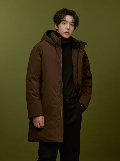 La Belle (La Belle) Men's W/S Cashmere Middle Coat Down Jacket_Brown