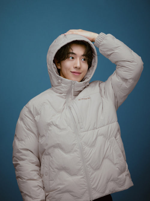 THERMOLOCK Men's Slim Hoodie Blend Down Jacket_Grayish BEIGE
