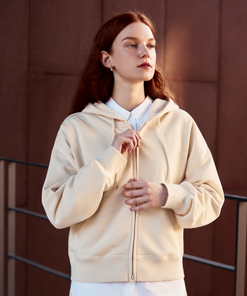 [French Terry] Women 2-WAY Hood Zip-Up_SPMZF49G01