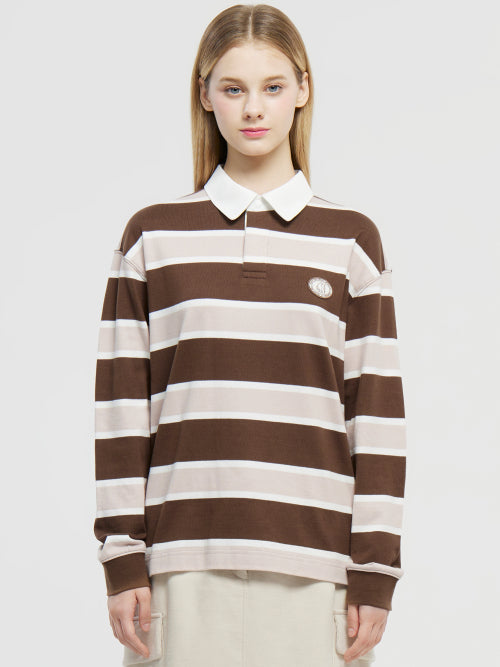 Rugby Stripe Polo T-shirt - U_ORANGE BROWN