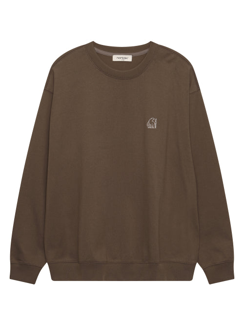 Maple Cartoon Polar Bear Single Sweatshirt - U_ORANGE BROWN