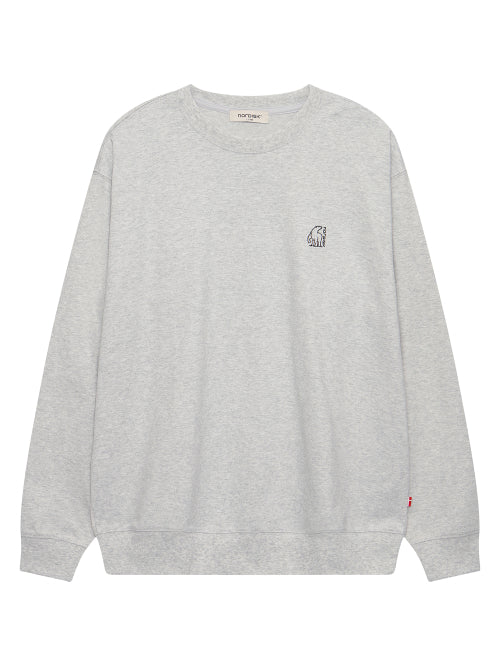 Maple Cartoon Polar Bear Single Sweatshirt - U_MELANGE/GREY