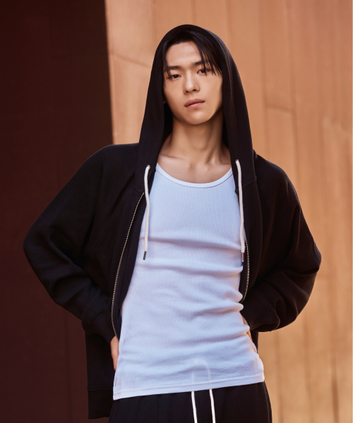Waffle Hood Zip-Up_SPMZF49C31