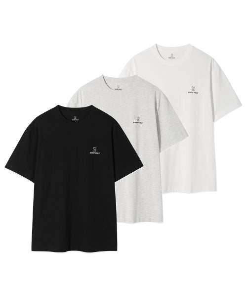 [25FW] 3PACK Signature Short-Sleeved T-shirt Black/White/Gray