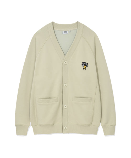 Kiki Logo V-neck Cardigan Light Khaki