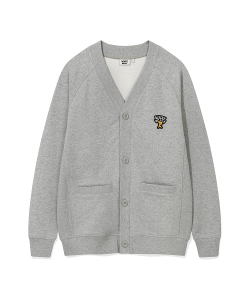 Kiki logo V-neck cardigan gray