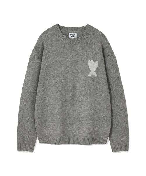 one point pullover knit gray