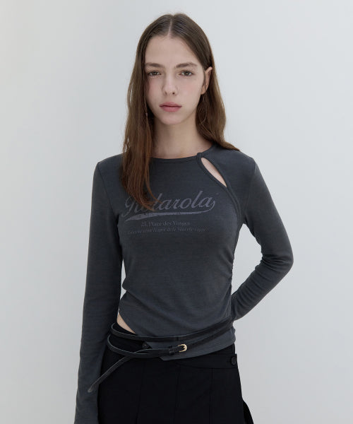 CUT OUT SLIM T-SHIRT CHARCOAL
