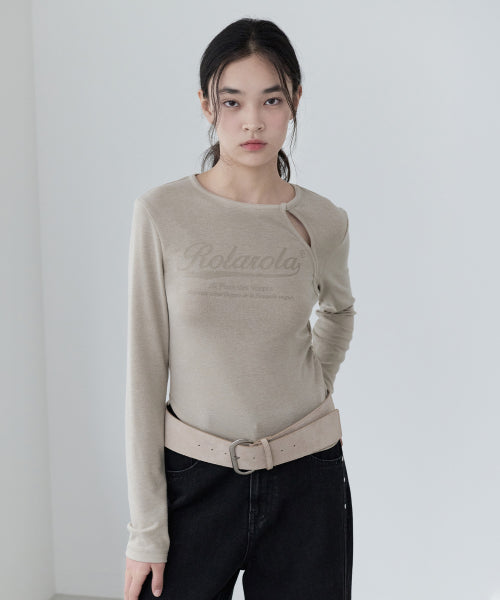 CUT OUT SLIM T-SHIRT BEIGE