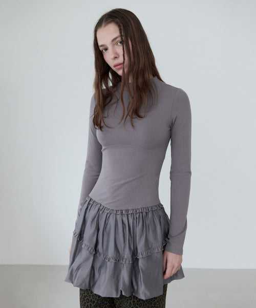 BALLOON JERSEY DRESS GRAY