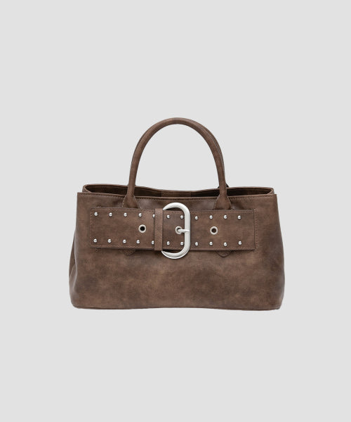 LEATHER BUCKLE BAG BROWN