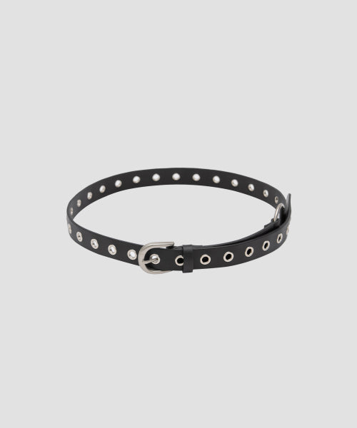 REAL LEATHER ANTIQUE EYELET BELT BLACK