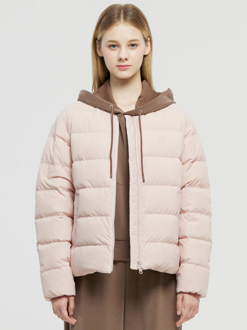 Lightweight Stainless Steel Neck Crystal-Down Jumper-W_Light Pink
