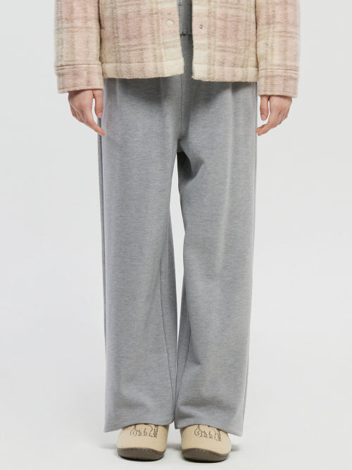 Soft ribbed sweat straight pants - W_MELANGE L/GREY