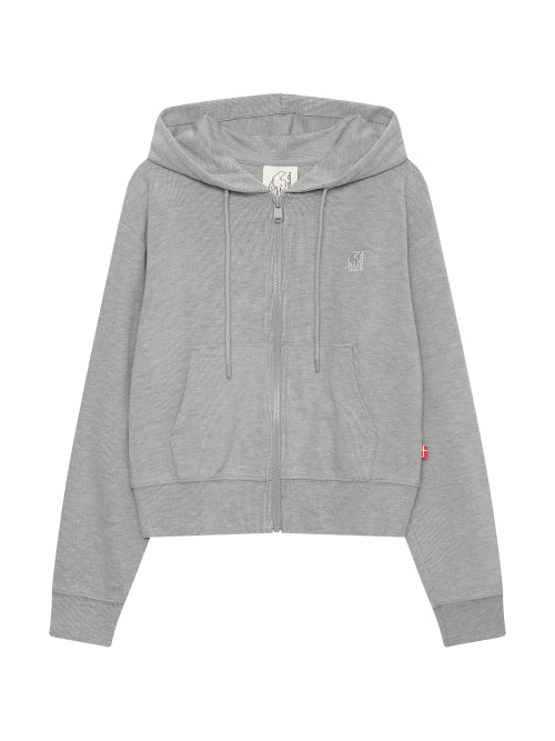 Soft Ribbed Hoodie Zip-Up - W_MELANGE L/GREY