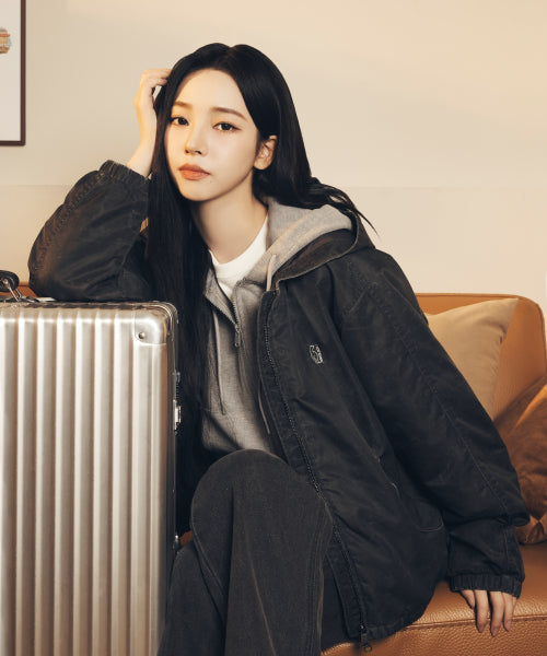 washed hoodie jacket - W_Cool Grey
