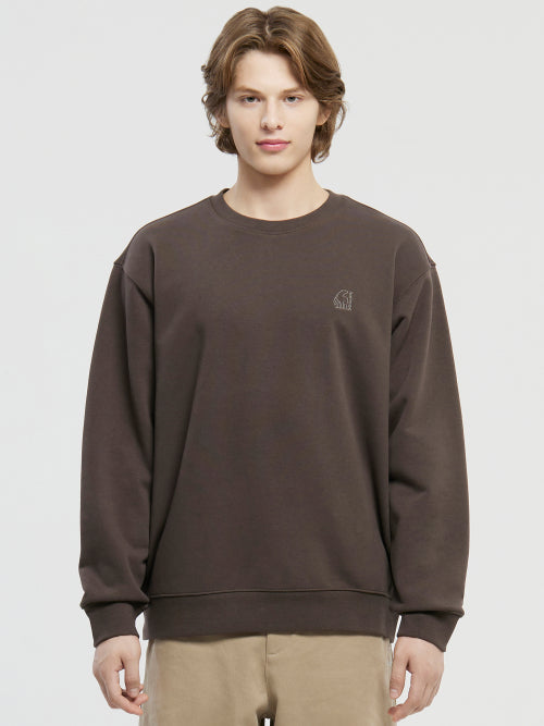 Holiday Denish Pattern Fleece Sweatshirt - U_Dark Brown