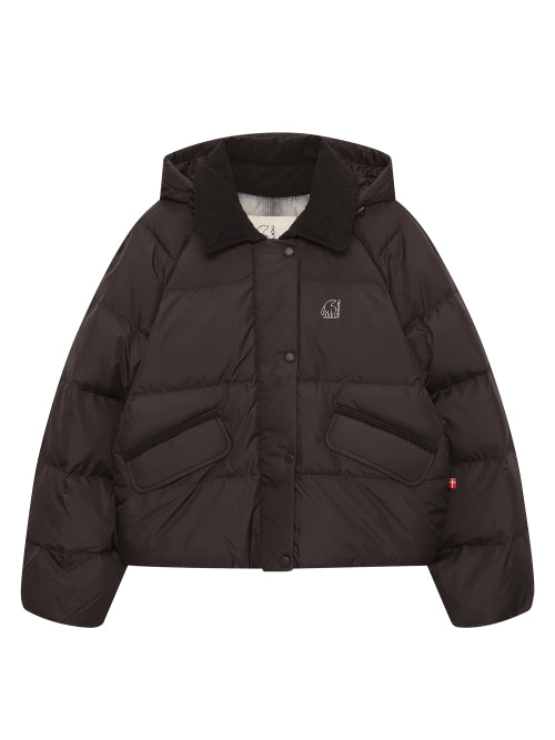Allbor Crystal Down Hoodie Jumper - W_Dark Brown