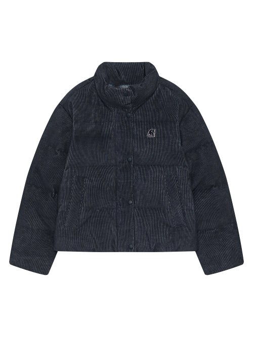 Corduroy Puffer Crystal-Down Jumper - W_Navy
