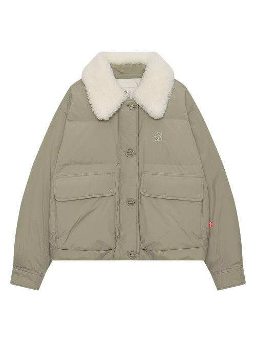 Real fur crystal-like hunting jumper - W_Light Khaki