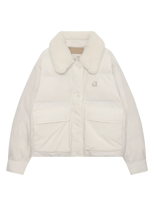 Real Fur Crystal-Down Hunting Jumper - W_Off White