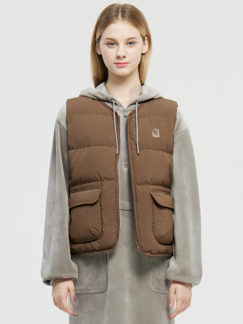 Lightweight crystal-like vest - W_ORANGE BROWN