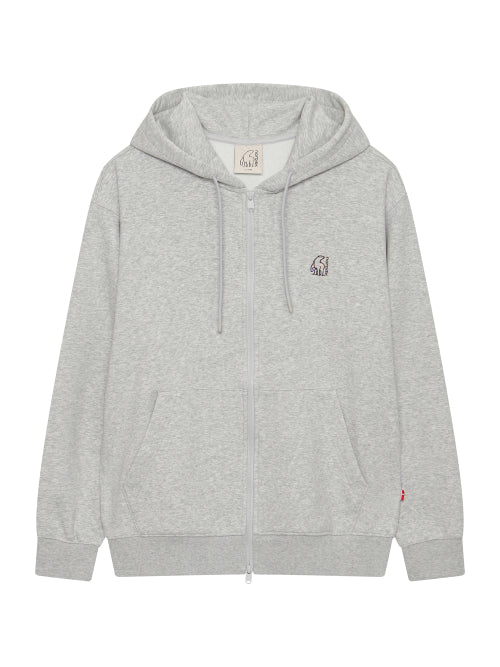 Small Polar Bear Hoodie Zip-Up - U_MELANGE/GREY