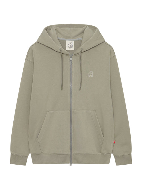 Small Polar Bear Hoodie Zip-Up - U_Light Khaki