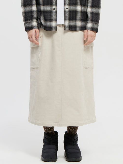 Corduroy Skirt - W_OATMAL