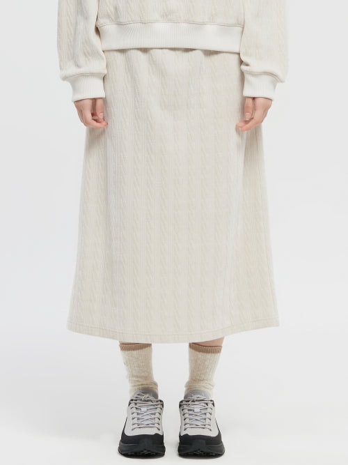 Cable Jacquard Skirt- W_OATMAL