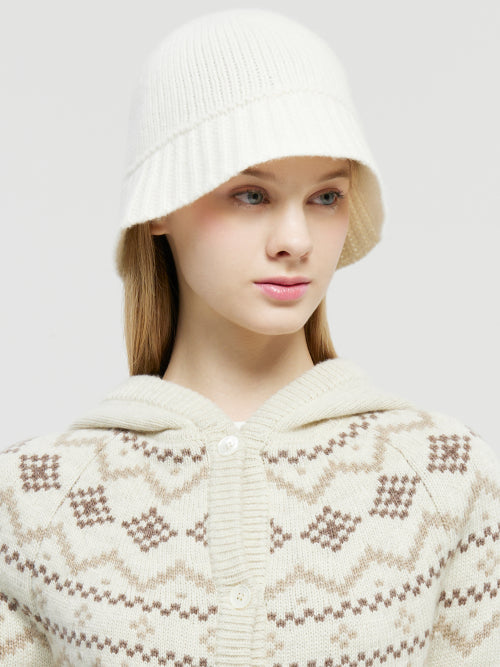 [Autumn Breeze] Knit Bucket Hat_Off White