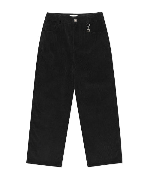 Women's corduroy semi-wide pants black