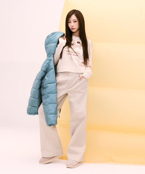 Women's Peach Cotton Pintuck Pants Beige