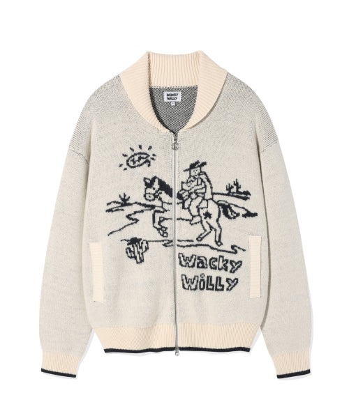 Western graphic cardigan cream
