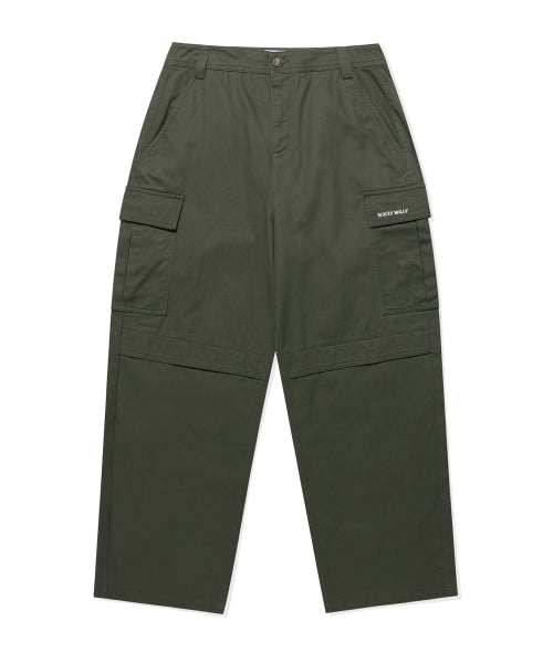 Balloon Fit Cotton Cargo Pants Khaki