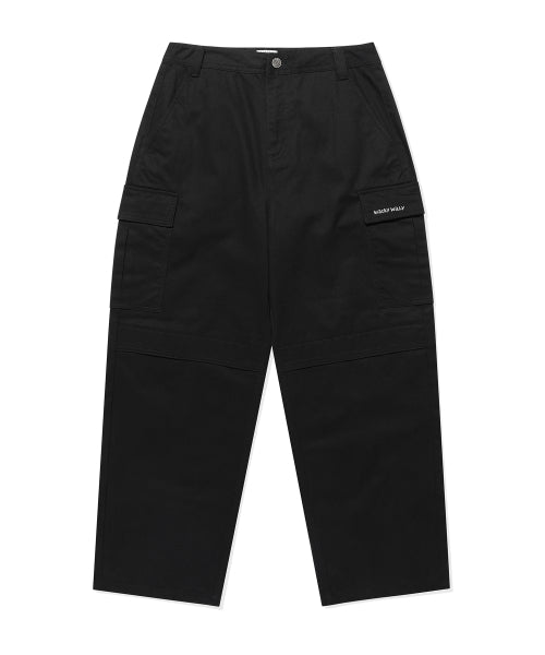 Balloon Fit Cotton Cargo Pants Black