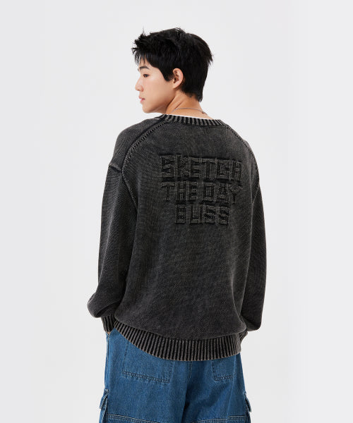 Garment Washing Pullover Knit Charcoal