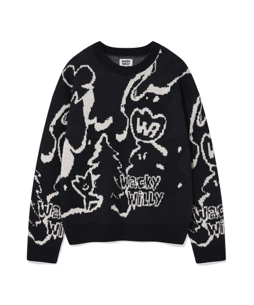 Camouflage Pattern Pullover Knit Navy