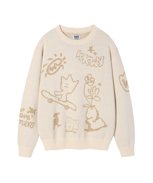 Jacquard Pullover Knit Cream