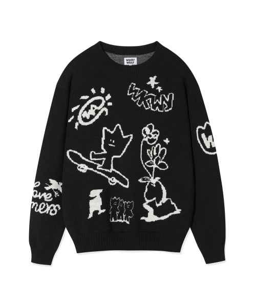 Jacquard Pullover Knit Black