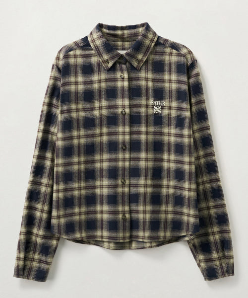 (W) Classic Flannel Check Shirt Navy
