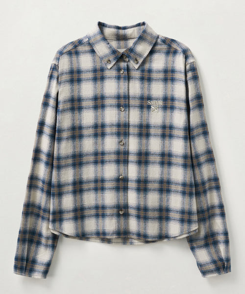 (W) Classic Flannel Check Shirt Blue