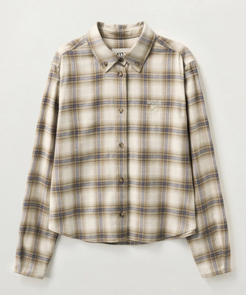 (W) Classic Flannel Check Shirt Beige