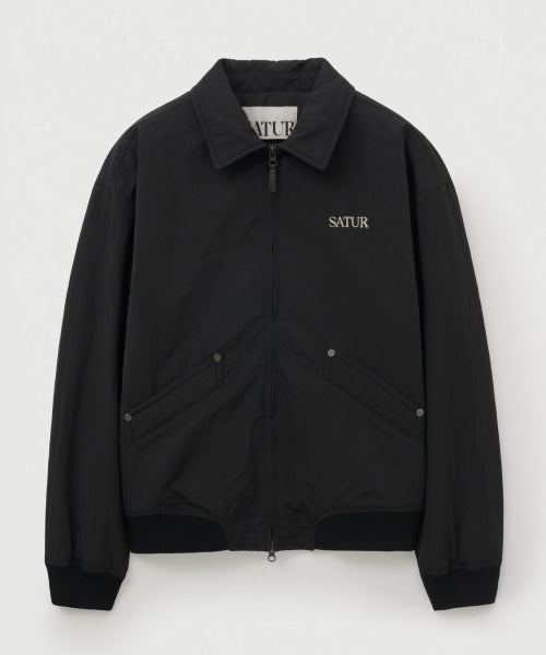 Maron Nylon Padded Bomber Jacket Black