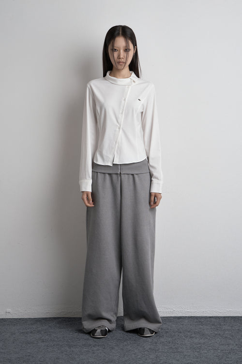DIAGONAL UNBALANCED SHIRT WHITE