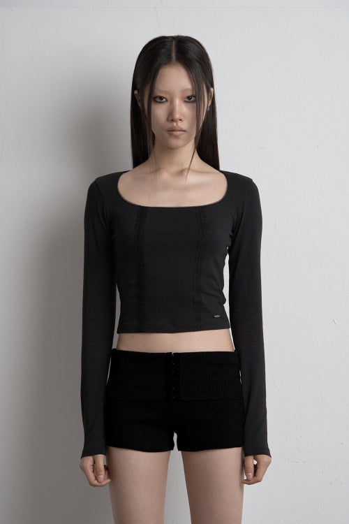TWIN LACE LONG SLEEVE BLACK