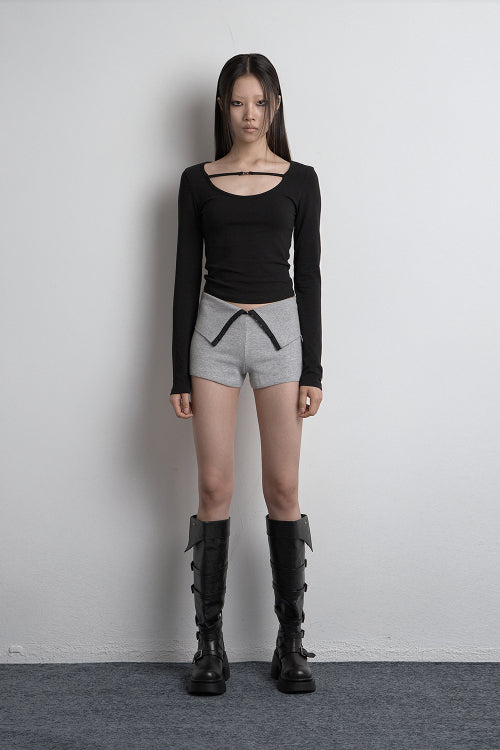 FOLD TWO-WAY KNIT SHORTS LIGHT GRAY