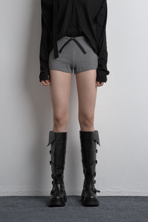 FOLD TWO-WAY KNIT SHORTS GRAY